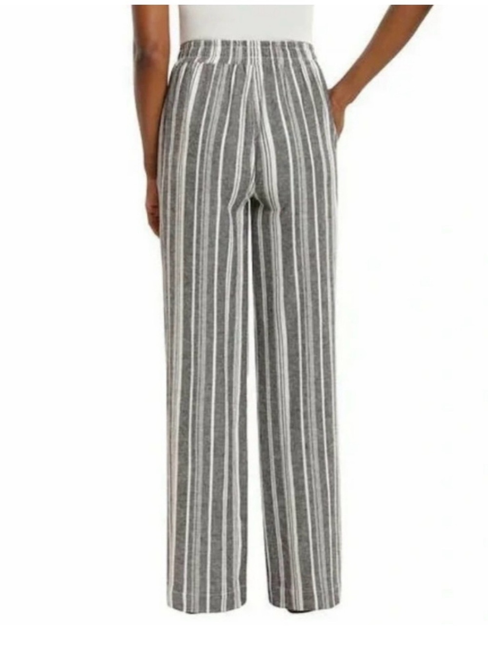 Briggs New York Gray and White Vertical-Stripe Wide-Leg Pants - Picture 3 of 3